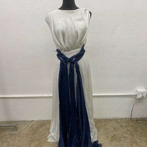 Long White Dress With Blue Belts
